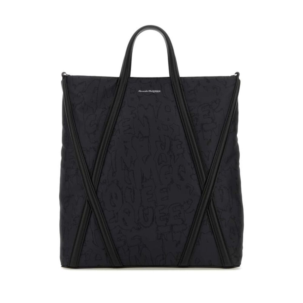 Alexander Mcqueen Men Alexander Mcqueen Men Black Nylon The Harness Shopping Bag